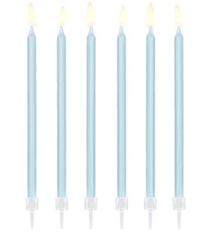 PartyDeco Candles Long Light Blue Set/12