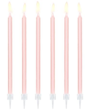 PartyDeco Candles Long Rosa Set/12