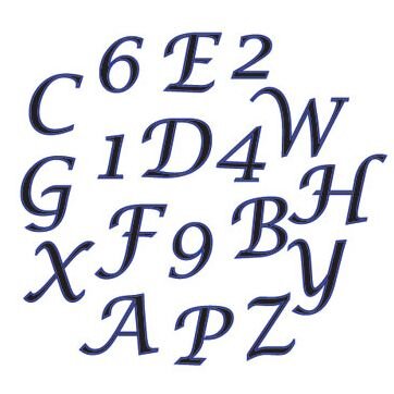 FMM Alphabet & Numbers Tappits Script Italic Upper Case