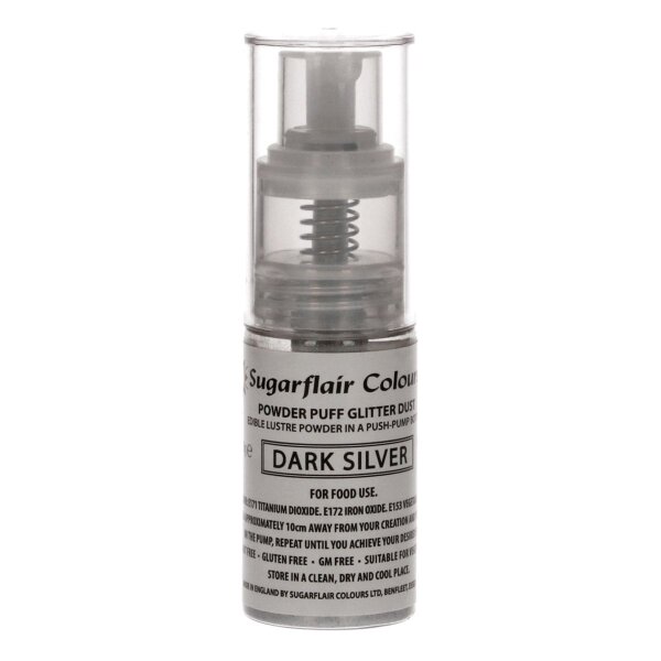 Sugarflair Pump Spray Glitter Dust -Dark Silver-