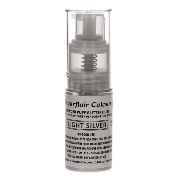 Sugarflair Pump Spray Glitter Dust -Light Silver-