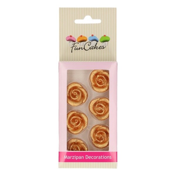 FunCakes Marzipan Dekorationen Goldene Rosen Set 6-teilig