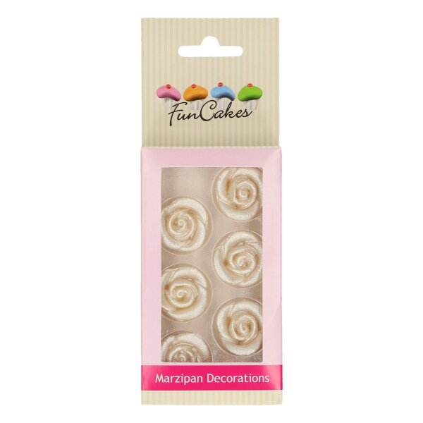 FunCakes Marzipan Dekorationen Silberne Rosen Set 6-teilig