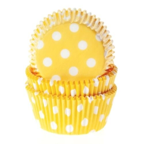 House of Marie Baking Cups Polkadot Yellow - pk/50