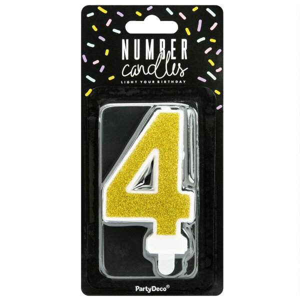 PartyDeco Candle Gold No. 4