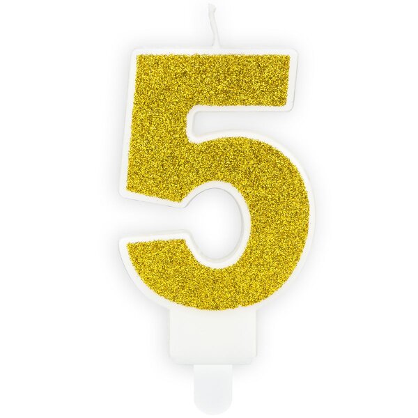 PartyDeco Candle Gold No. 5