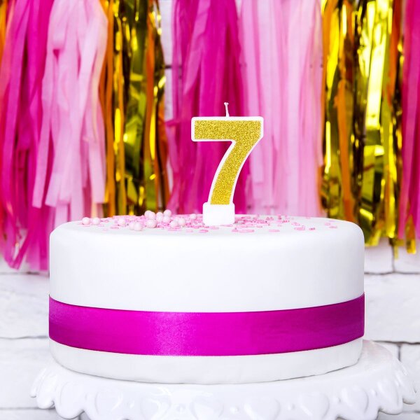 PartyDeco Candle Gold No. 7