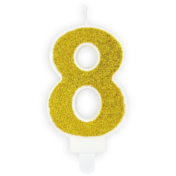 PartyDeco Candle Gold No. 8